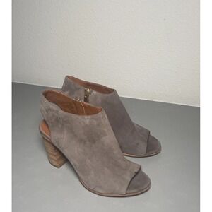 MINT VELVET SHOES Grey Suede Peep Toe Booties EU37 US 6.5